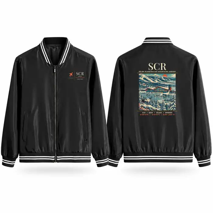Sälen Scandinavian Mountains Airport (SCR) Stylish Jackets - Baseball Collar - Poster - Black