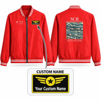 Thumbnail for Sälen Scandinavian Mountains Airport (SCR) Stylish Jackets - Baseball Collar - Poster + Name - Red