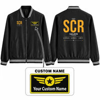 Thumbnail for Sälen Scandinavian Mountains Airport (SCR) Stylish Jackets - Baseball Collar - Tag + Name - Black