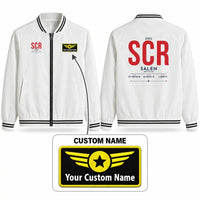 Thumbnail for Sälen Scandinavian Mountains Airport (SCR) Stylish Jackets - Baseball Collar - Tag + Name - White
