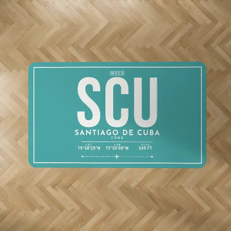 Antonio Maceo Airport (SCU) Carpets - Carpet Rectangle - ID Tag - Turquoise