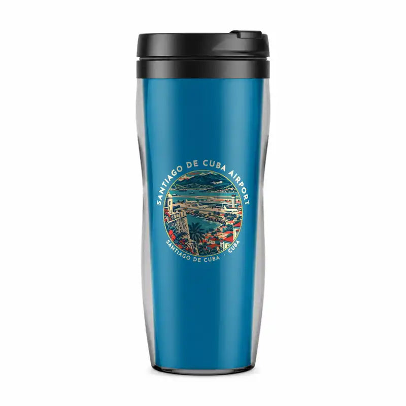 Antonio Maceo Airport (SCU) Travel Mugs - Badge - Plastic (No Holder) - Light Blue