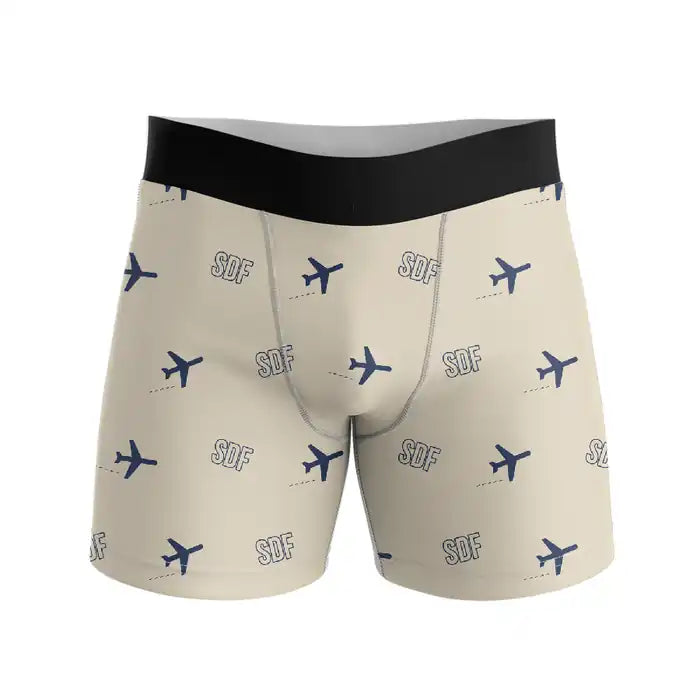 Louisville Muhammad Ali International Airport (SDF) Men Boxers - Pattern - Beige