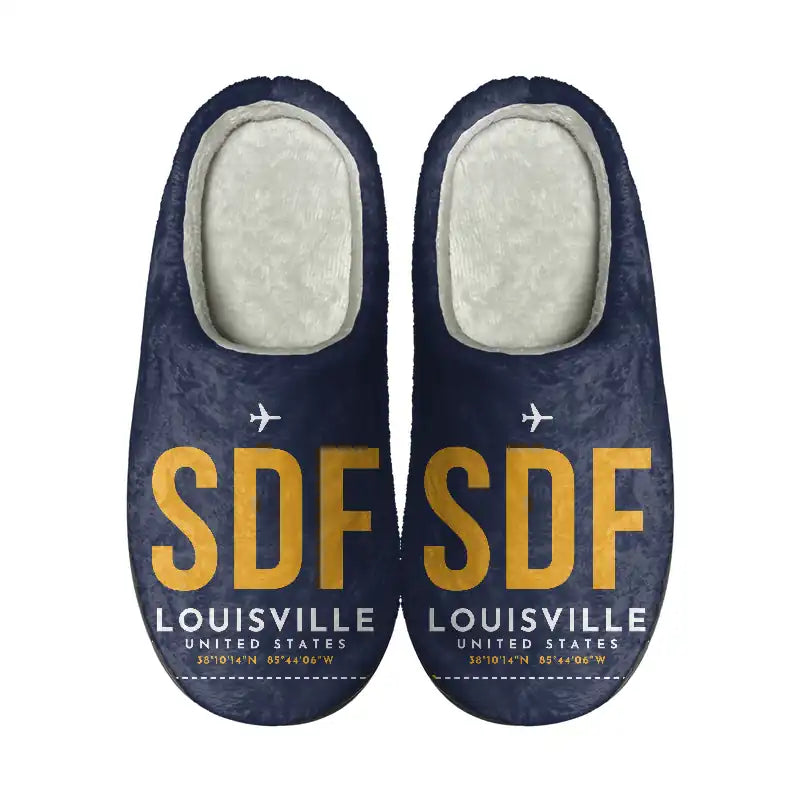 Louisville Muhammad Ali International Airport (SDF) Slippers & Flip Flops - Slippers - Cotton - Code - Same - Navy Blue