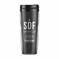 Thumbnail for Louisville Muhammad Ali International Airport (SDF) Travel Mugs - ID Tag + Name - Plastic (No Holder) - Gray