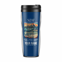 Thumbnail for Louisville Muhammad Ali International Airport (SDF) Travel Mugs - Poster + Name - Plastic (No Holder) - Blue