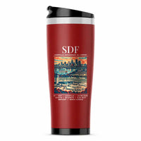 Thumbnail for Louisville Muhammad Ali International Airport (SDF) Travel Mugs - Poster - Stainless Steel (No Holder) - Red
