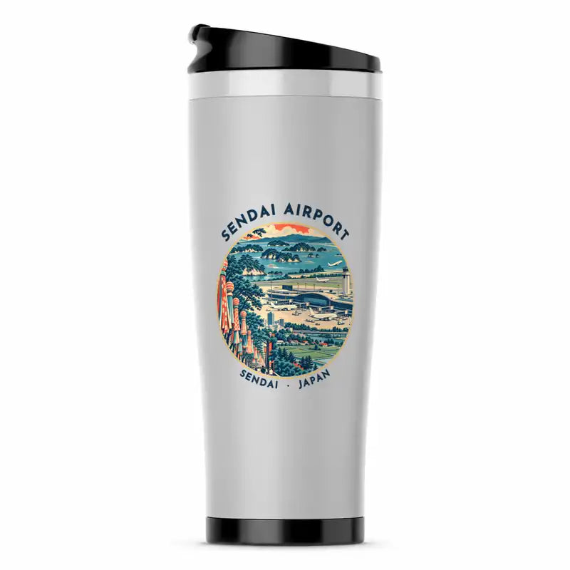 Sendai Airport (SDJ) Travel Mugs - Badge - Stainless Steel (No Holder) - Light Gray