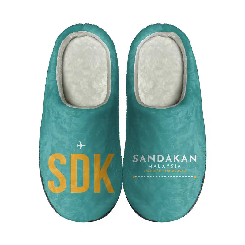 Sandakan Airport (SDK) Slippers & Flip Flops - Slippers - Cotton - Code - Different - Turquoise