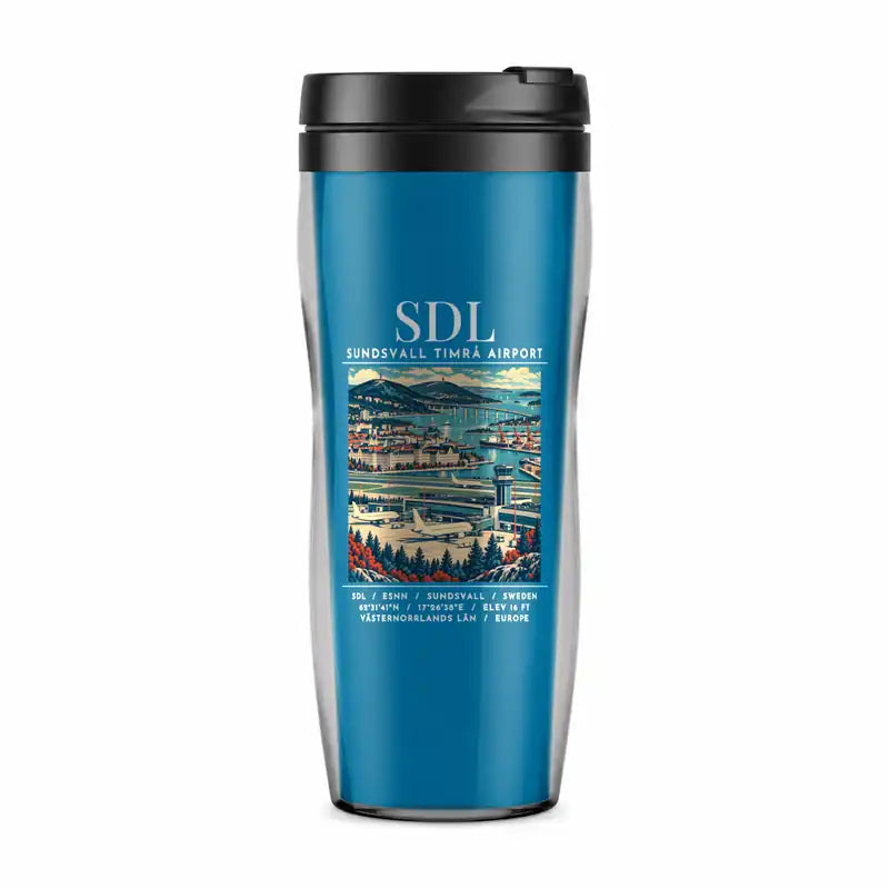 Sundsvall-Timrå Airport (SDL) Travel Mugs - Poster - Plastic (No Holder) - Light Blue