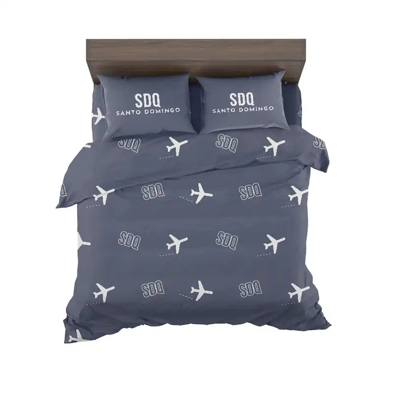 Las Americas International Airport (SDQ) Bedding Sets & Blankets - Bedding Set - Pattern - Navy Blue