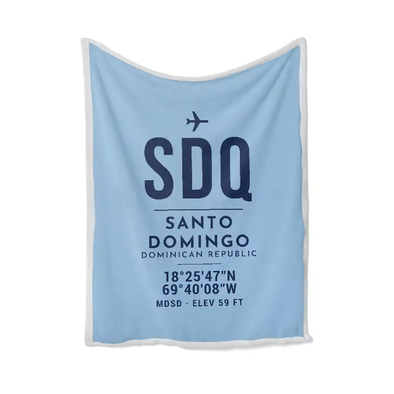 Las Americas International Airport (SDQ) Bedding Sets & Blankets - Blanket - ID Tag - Light Blue