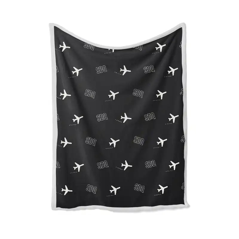 Las Americas International Airport (SDQ) Bedding Sets & Blankets - Blanket - Pattern - Black