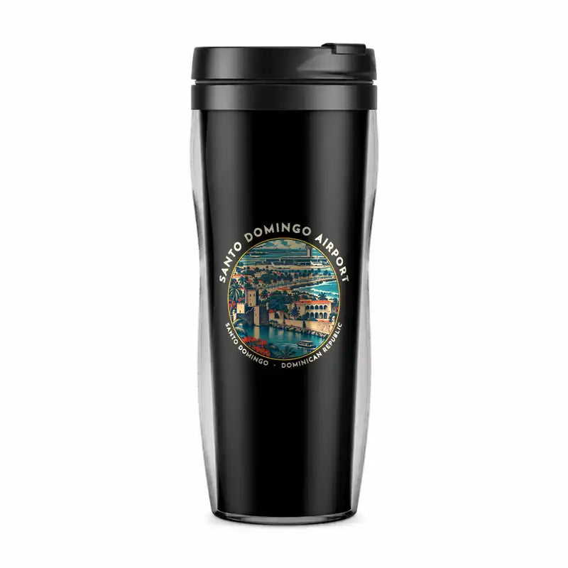 Las Americas International Airport (SDQ) Travel Mugs - Badge - Plastic (No Holder) - Black