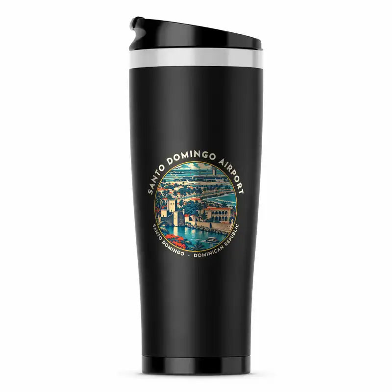 Las Americas International Airport (SDQ) Travel Mugs - Badge - Stainless Steel (No Holder) - Black