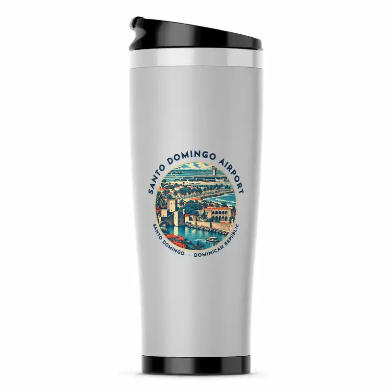 Las Americas International Airport (SDQ) Travel Mugs - Badge - Stainless Steel (No Holder) - Light Gray