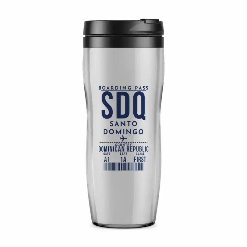 Las Americas International Airport (SDQ) Travel Mugs - Boarding Pass - Plastic (No Holder) - Light Gray