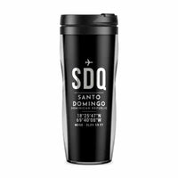 Thumbnail for Las Americas International Airport (SDQ) Travel Mugs - ID Tag - Plastic (No Holder) - Black