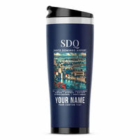 Thumbnail for Las Americas International Airport (SDQ) Travel Mugs - Poster + Name - Stainless Steel (No Holder) - Dark Blue