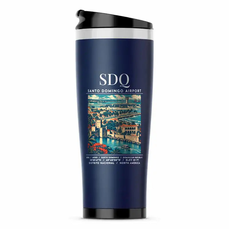 Las Americas International Airport (SDQ) Travel Mugs - Poster - Stainless Steel (No Holder) - Dark Blue