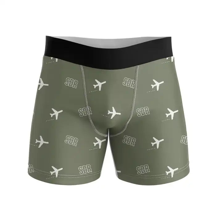 Santander Airport (SDR) Men Boxers - Pattern - Green Army
