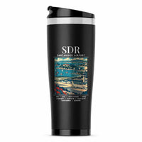 Thumbnail for Santander Airport (SDR) Travel Mugs - Poster - Stainless Steel (No Holder) - Black