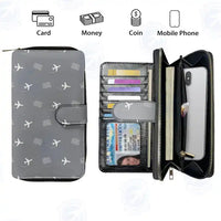Thumbnail for Santander Airport (SDR) Leather Wallets - Zip Long Wallet - Pattern - Gray