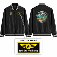 Thumbnail for Santos Dumont Airport (SDU) Stylish Jackets - Baseball Collar - Badge + Name - Black