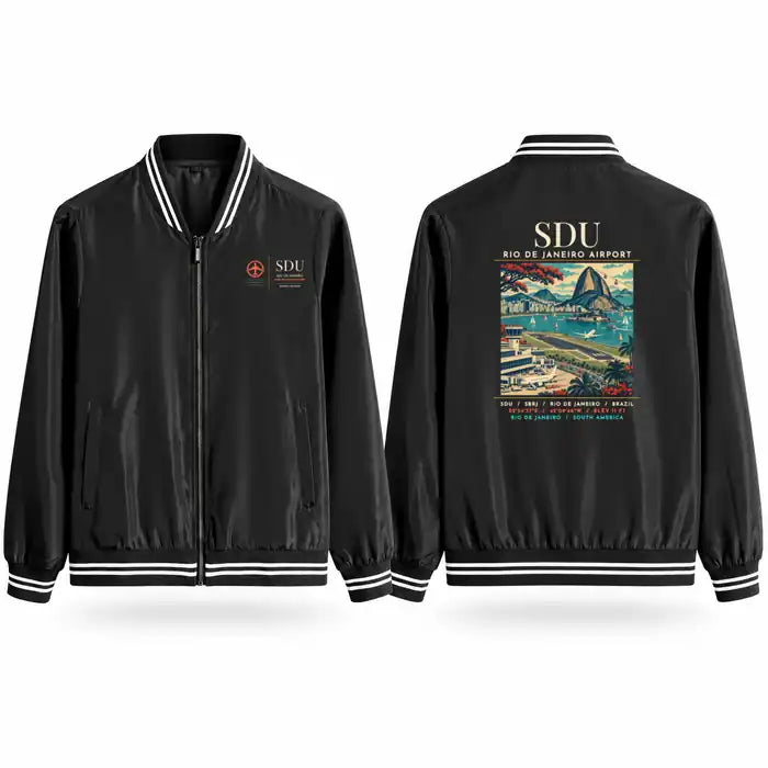 Santos Dumont Airport (SDU) Stylish Jackets - Baseball Collar - Poster - Black
