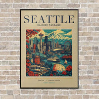 Thumbnail for SEATTLE - Poster - Canvas Framed - Beige