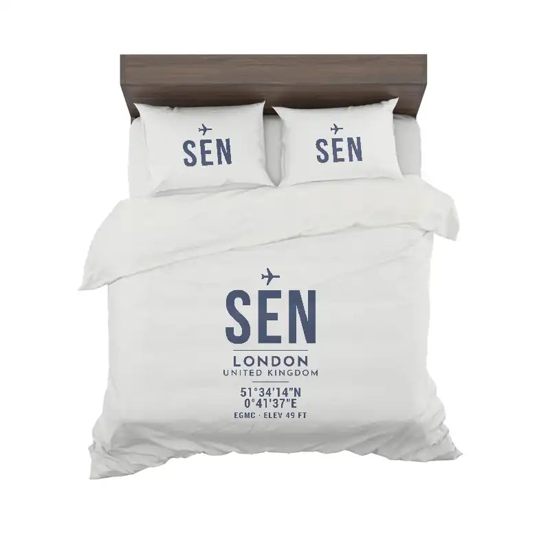 London Southend Airport (SEN) Bedding Sets & Blankets - Bedding Set - ID Tag - White