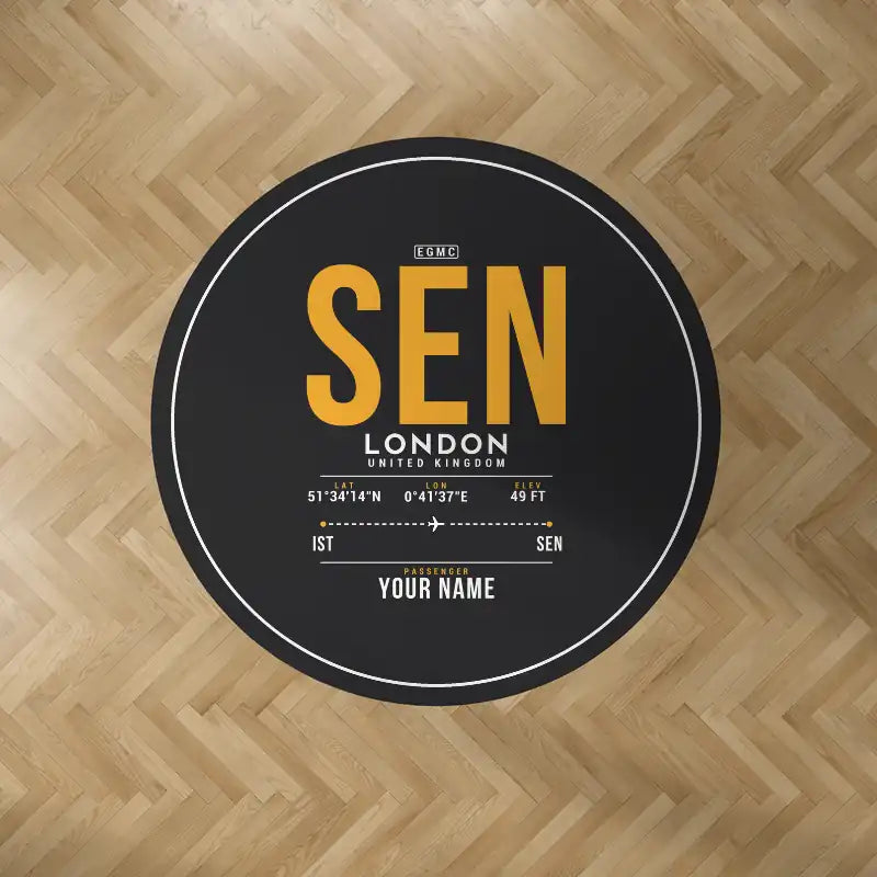 London Southend Airport (SEN) Carpets - Carpet Round - ID Tag + Name - Black