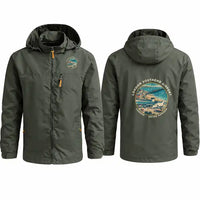 Thumbnail for London Southend Airport (SEN) Stylish Jackets - Hooded Windbreaker - Badge - Olive Green