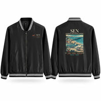 Thumbnail for London Southend Airport (SEN) Stylish Jackets - Baseball Collar - Poster - Black