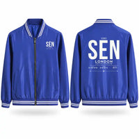 Thumbnail for London Southend Airport (SEN) Stylish Jackets - Baseball Collar - Tag - Royal Blue