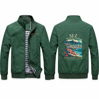 Thumbnail for Seychelles International Airport (SEZ) Stylish Jackets - Stand Collar - Poster - Green