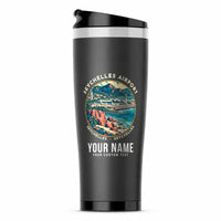 Thumbnail for Seychelles International Airport (SEZ) Travel Mugs - Badge + Name - Stainless Steel (No Holder) - Gray