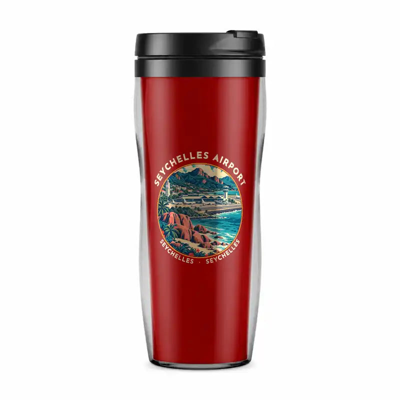 Seychelles International Airport (SEZ) Travel Mugs - Badge - Plastic (No Holder) - Red