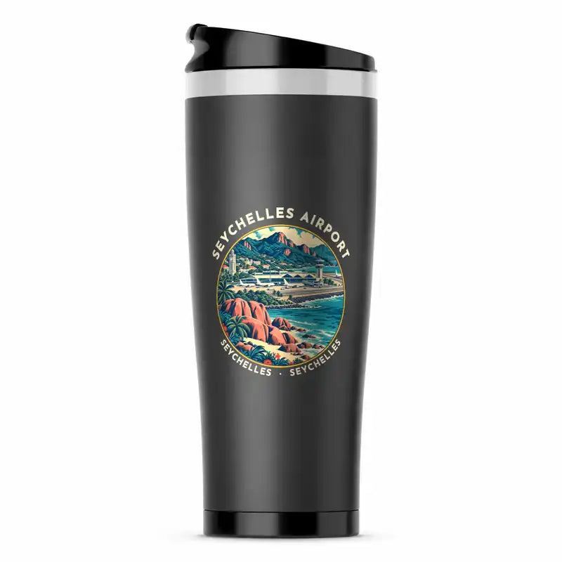 Seychelles International Airport (SEZ) Travel Mugs - Badge - Stainless Steel (No Holder) - Gray