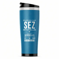 Thumbnail for Seychelles International Airport (SEZ) Travel Mugs - Boarding Pass - Stainless Steel (No Holder) - Light Blue