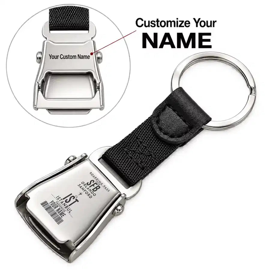 SFB - Seat Belt Key Chain - Customizable Boarding Pass - Black