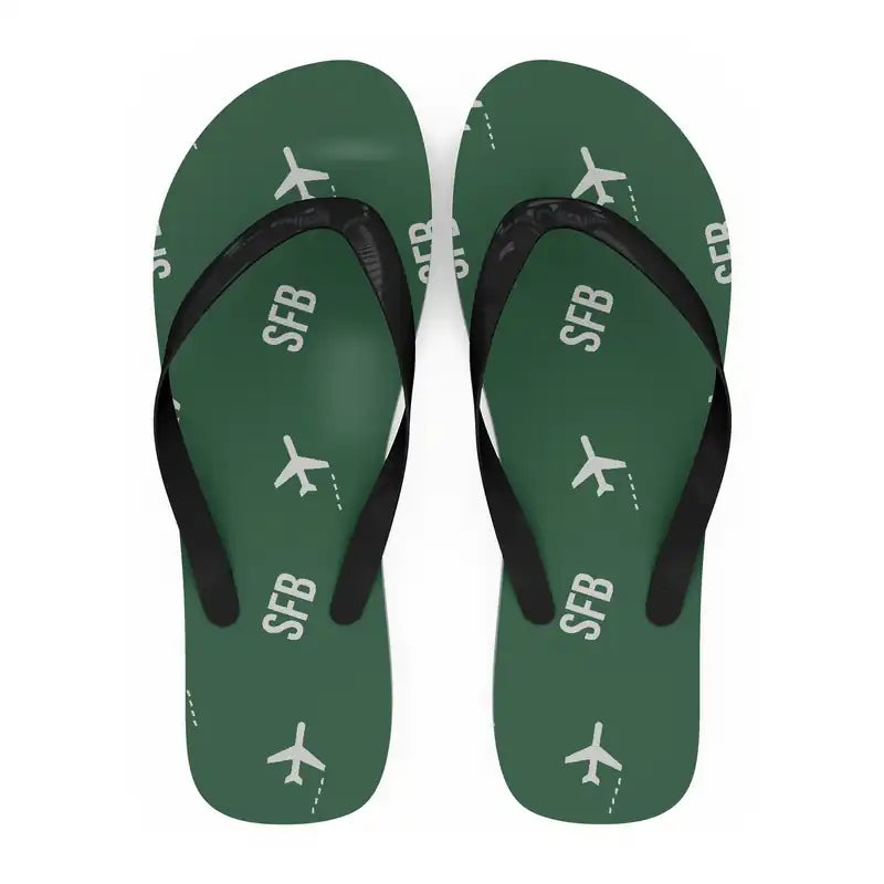Orlando Sanford International Airport (SFB) Slippers & Flip Flops - Slippers - Flip Flops - Pattern - Green