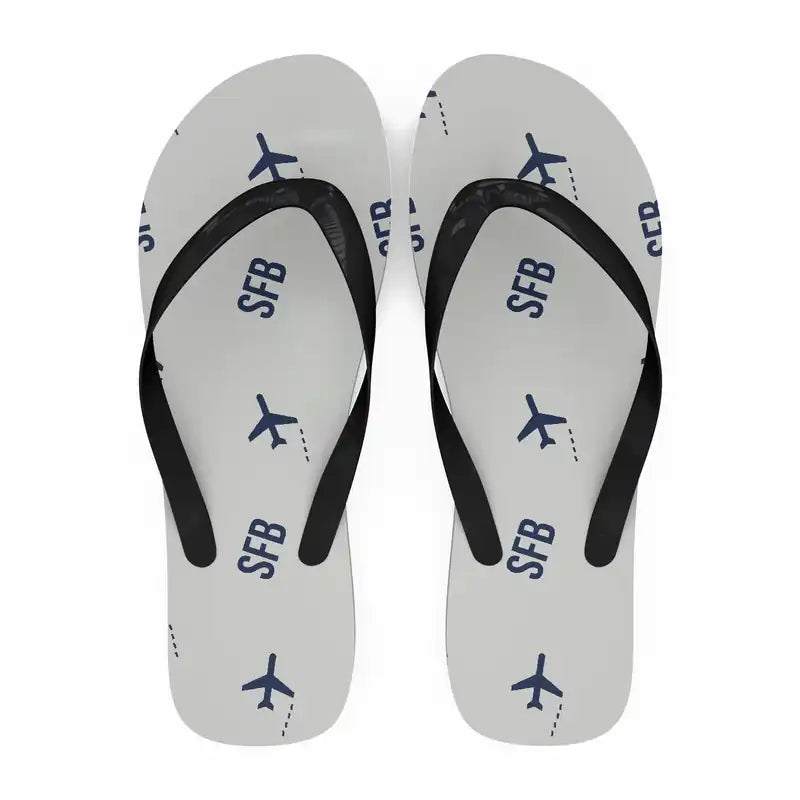 Orlando Sanford International Airport (SFB) Slippers & Flip Flops - Slippers - Flip Flops - Pattern - White
