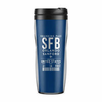 Thumbnail for Orlando Sanford International Airport (SFB) Travel Mugs - Boarding Pass - Plastic (No Holder) - Blue