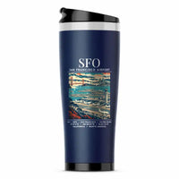 Thumbnail for San Francisco International Airport (SFO) Travel Mugs - Poster - Stainless Steel (No Holder) - Dark Blue