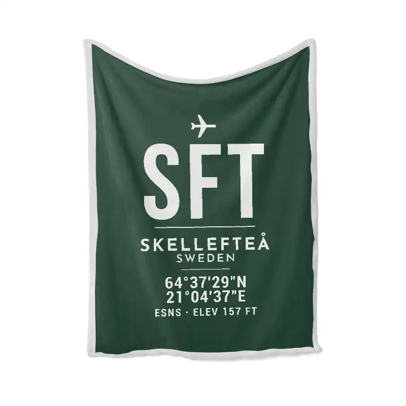 Skellefteå Airport (SFT) Bedding Sets & Blankets - Blanket - ID Tag - Dark Green