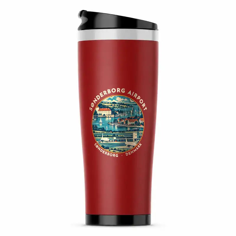 Sønderborg Airport (SGD) Travel Mugs - Badge - Stainless Steel (No Holder) - Red