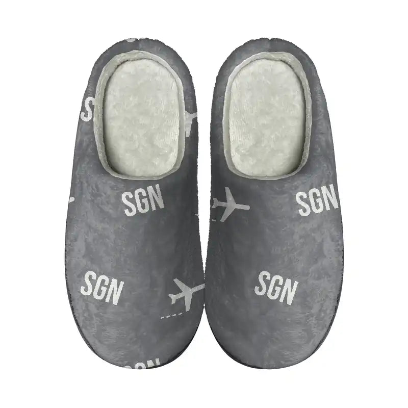 Tan Son Nhat International Airport Ho Chi Minh City (SGN) Slippers & Flip Flops - Slippers - Cotton - Pattern - Gray