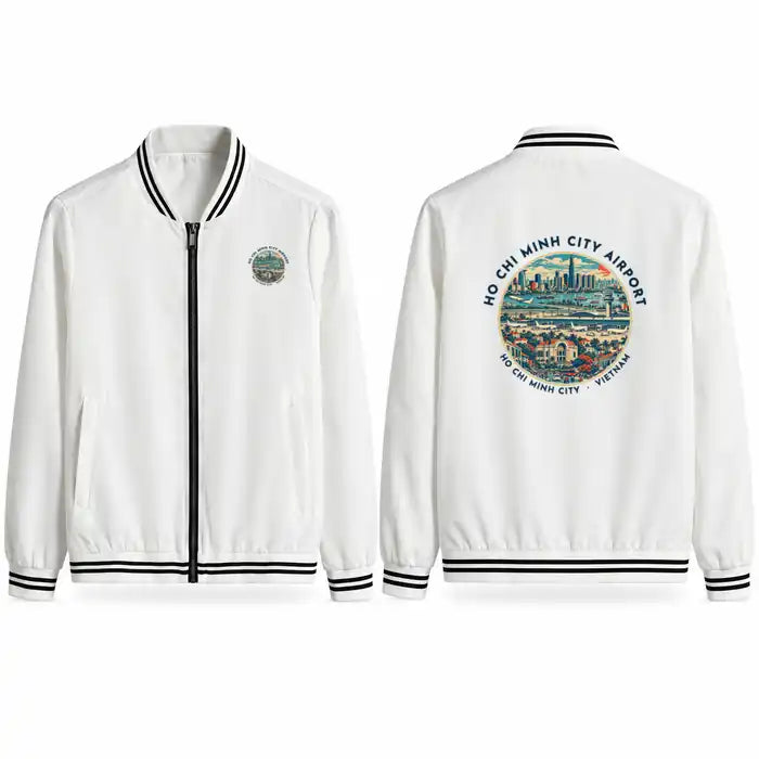 Tan Son Nhat International Airport Ho Chi Minh City (SGN) Stylish Jackets - Baseball Collar - Badge - White