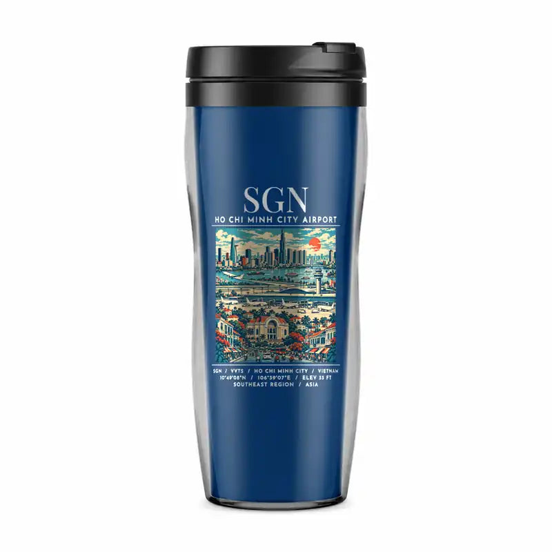 Tan Son Nhat International Airport Ho Chi Minh City (SGN) Travel Mugs - Poster - Plastic (No Holder) - Blue